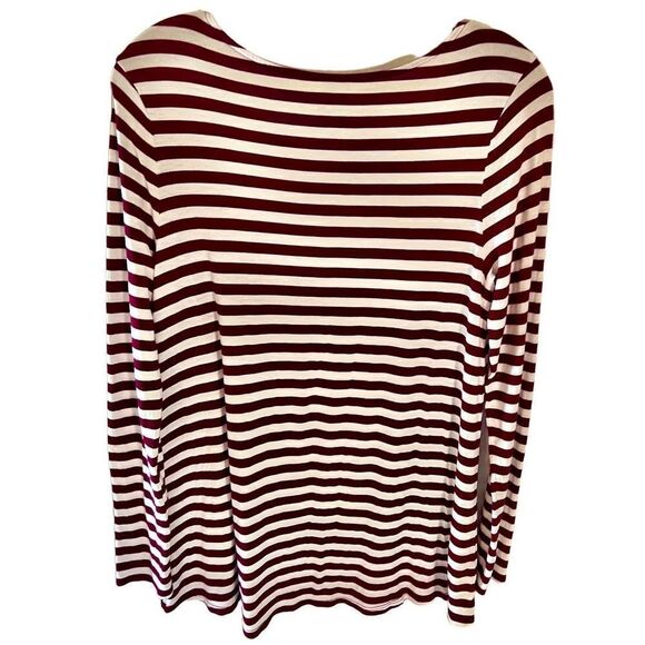 Womens GAP Long Sleeve T-Shirt FAVORITE Tee Burgundy Stripe Sz Small - Picture 2 of 7